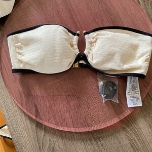 Seafolly Ivory and Black Textured Bikini Top